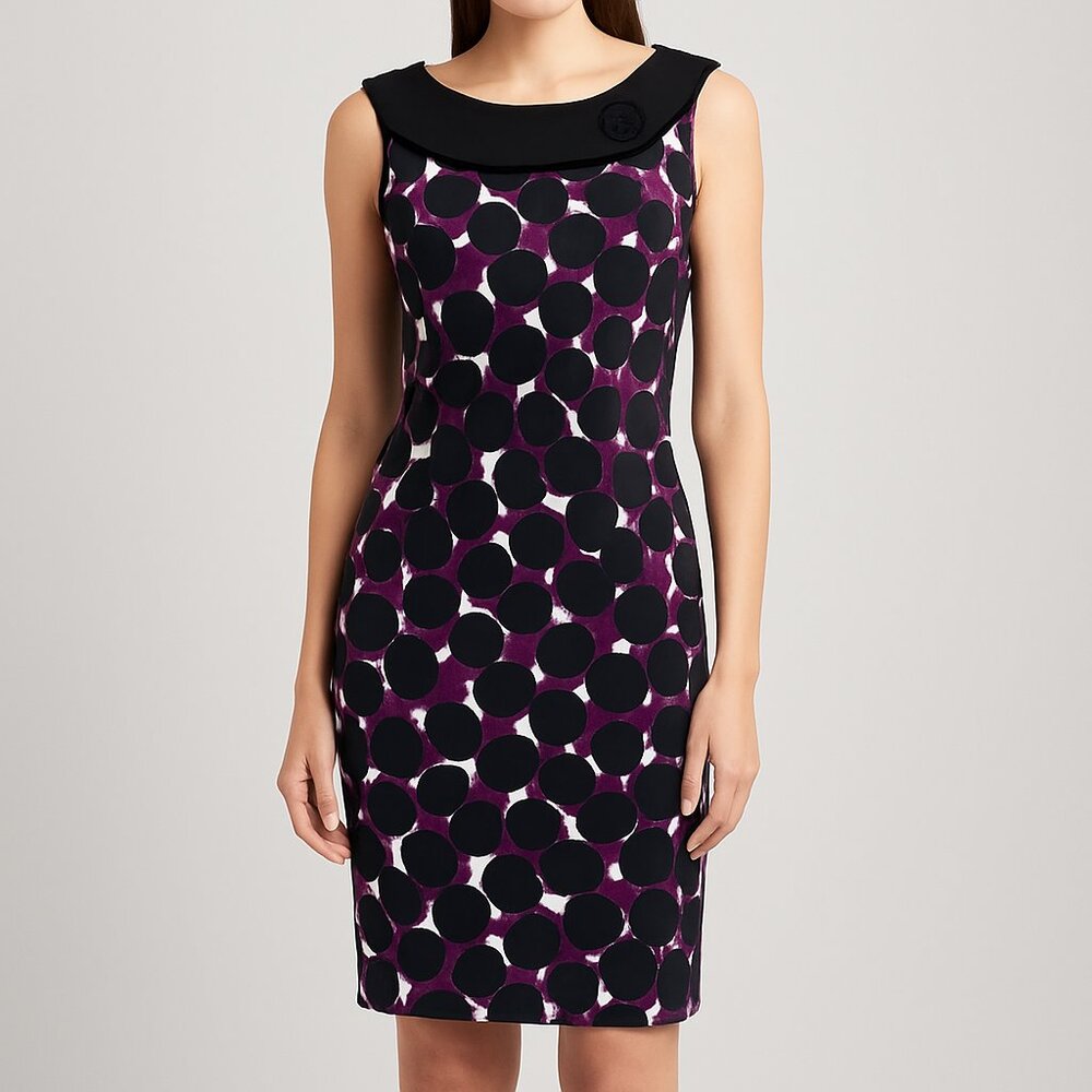AGB‎ Sleeveless Polka Dot Sheath Dress